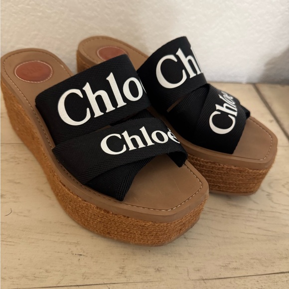 Chloé woody Black and Brown Platform Sandals - Picture 4 of 9